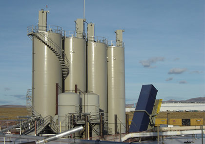 Four bulk storage silos