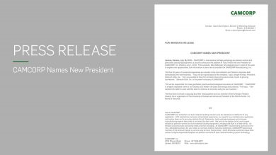 Read press release about CAMCORP new president Tony Thill