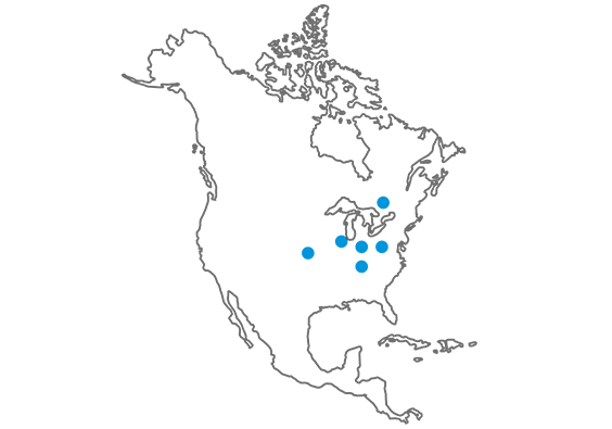 Scheuch North America locations on a map