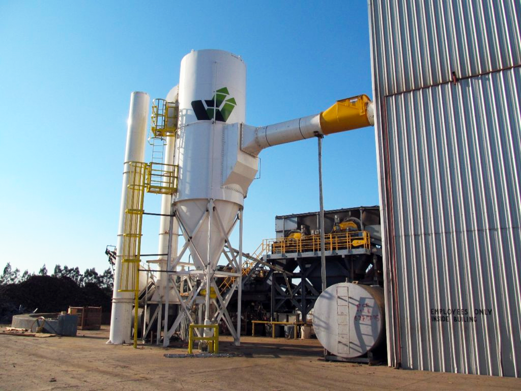 A massive industrial reverse air dust collector